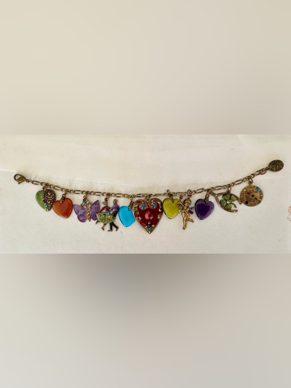 Anne Koplik Designs Colorful Heart & Charm Bracelet - Vintage